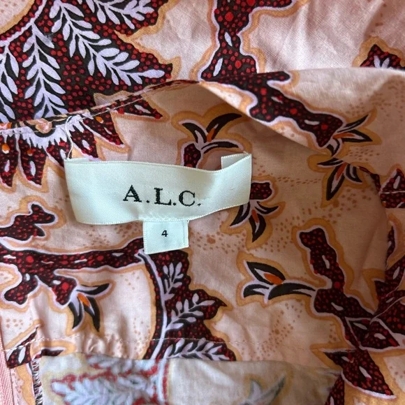 A.L.C Alexandria Pink Floral Printed CutOut Midi Dress Size 4 - Picture 9 of 10